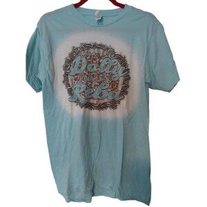 Diva Like Dolly Rebel Like Reba Graphic Tee Medium Blue Blend Unisex Crewneck Sh